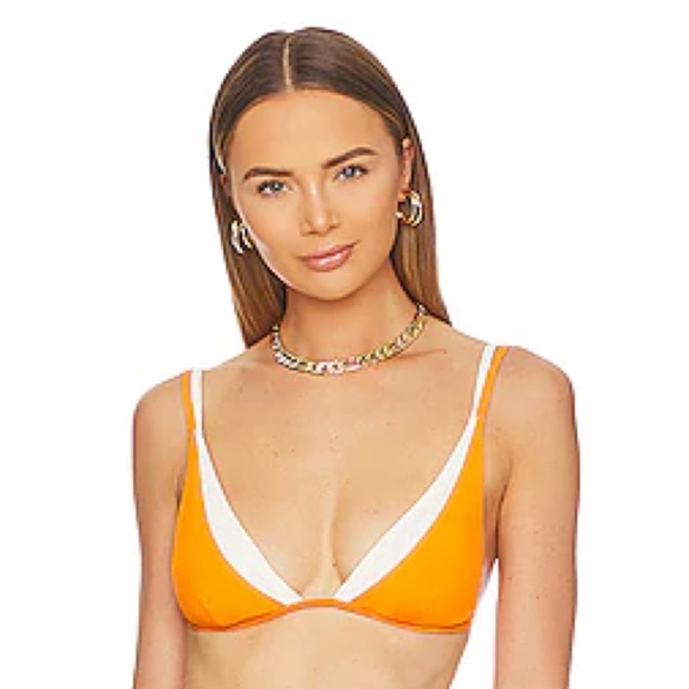 NWT l*space Finneas Orange White Colorblock Bikini Top